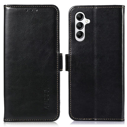 ABEEL For Samsung Galaxy A26 5G Case PU Leather Crazy Horse Texture Wallet Phone Cover - Black