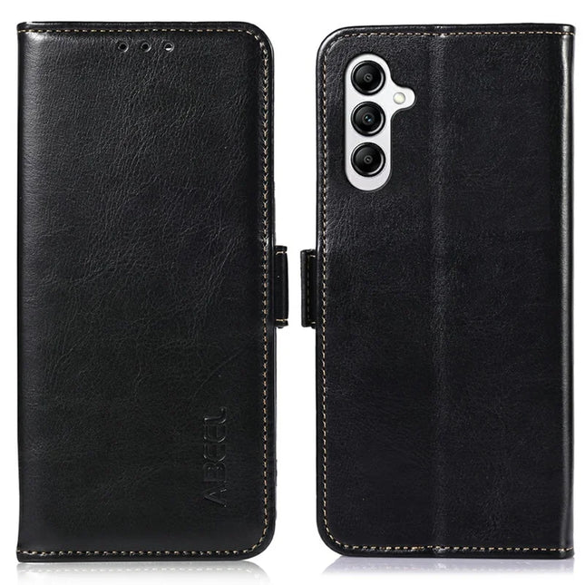 ABEEL For Samsung Galaxy A26 5G Case PU Leather Crazy Horse Texture Wallet Phone Cover - Black