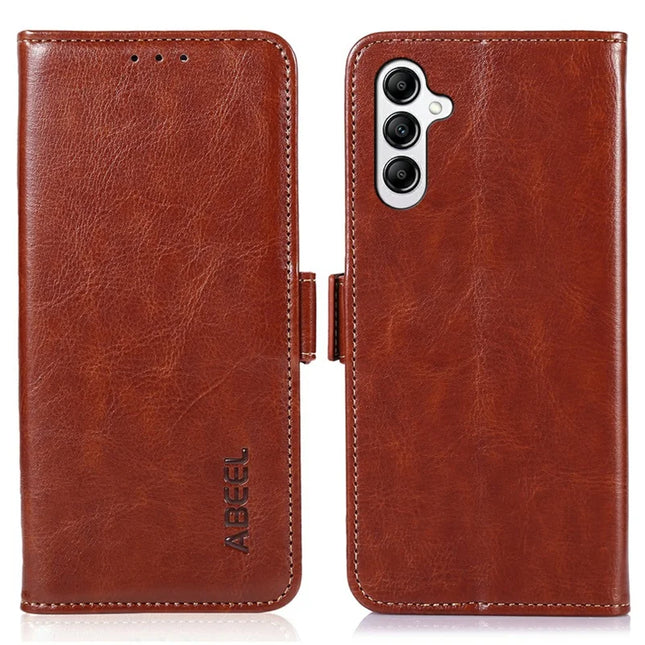 ABEEL For Samsung Galaxy A26 5G Case PU Leather Crazy Horse Texture Wallet Phone Cover - Brown