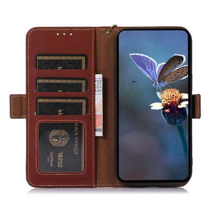 For Samsung Galaxy A26 5G Wallet Case Anti-Drop Genuine Cow Leather Phone Cover RFID Blocking