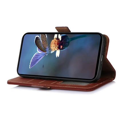For Samsung Galaxy A26 5G Wallet Case Anti-Drop Genuine Cow Leather Phone Cover RFID Blocking