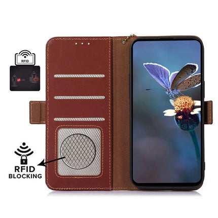 For Samsung Galaxy A26 5G Wallet Case Anti-Drop Genuine Cow Leather Phone Cover RFID Blocking
