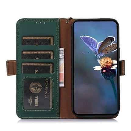 For Samsung Galaxy A26 5G Wallet Case Anti-Drop Genuine Cow Leather Phone Cover RFID Blocking