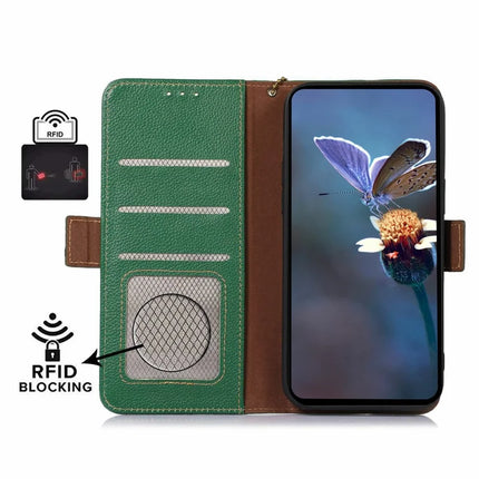 For Samsung Galaxy A26 5G Case RFID Blocking Textured Genuine Cow Leather Phone Cover
