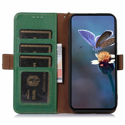 For Samsung Galaxy A26 5G Case RFID Blocking Textured Genuine Cow Leather Phone Cover
