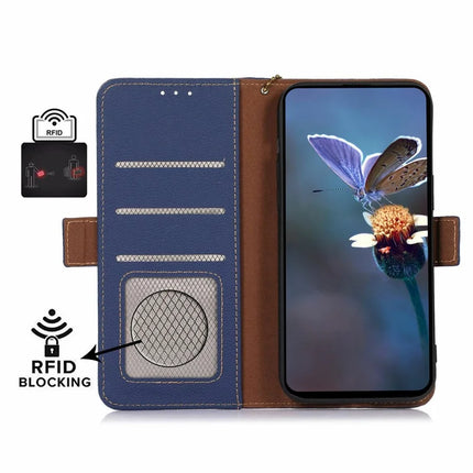 For Samsung Galaxy A26 5G Case RFID Blocking Textured Genuine Cow Leather Phone Cover