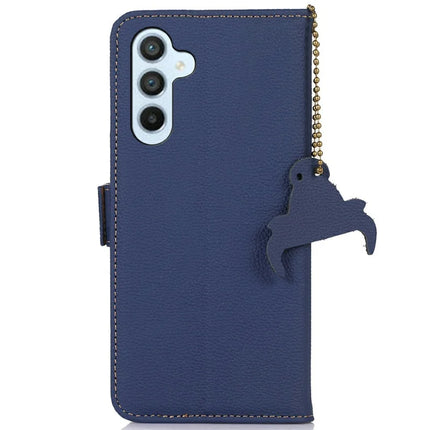 For Samsung Galaxy A26 5G Case RFID Blocking Textured Genuine Cow Leather Phone Cover