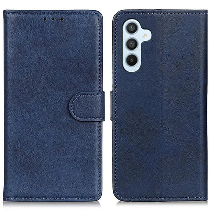 For Samsung Galaxy A56 5G Stand Wallet Case Cowhide Texture Leather Phone Cover - Blue