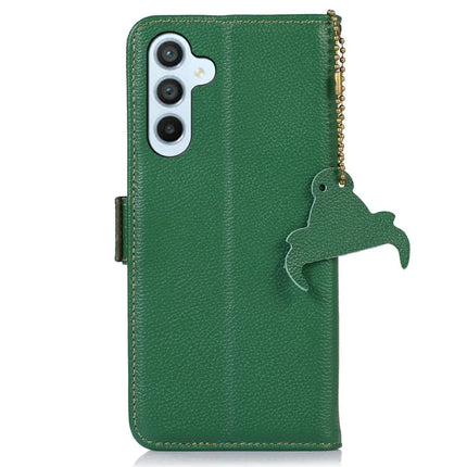 For Samsung Galaxy A56 5G Case RFID Blocking Textured Genuine Cow Leather Phone Cover