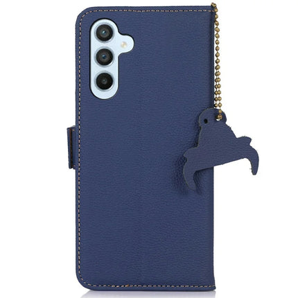 For Samsung Galaxy A56 5G Case RFID Blocking Textured Genuine Cow Leather Phone Cover