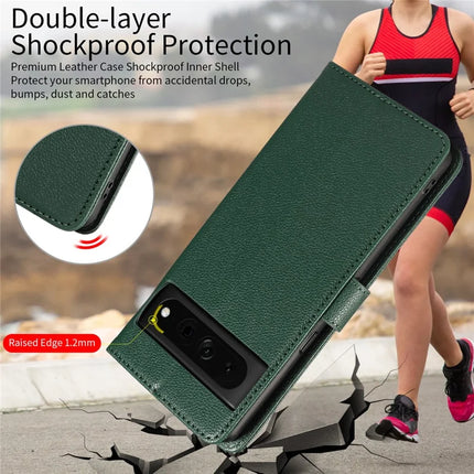 For Google Pixel 7 Pro 5G Leather Case Litchi Texture RFID Blocking Wallet Stand Phone Cover