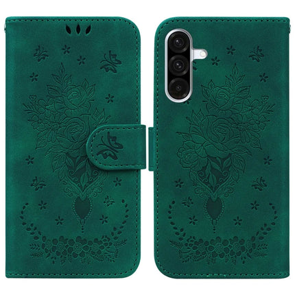 For Samsung Galaxy A26 5G Case PU Leather Wallet Phone Cover Butterfly Flower Imprint - Green
