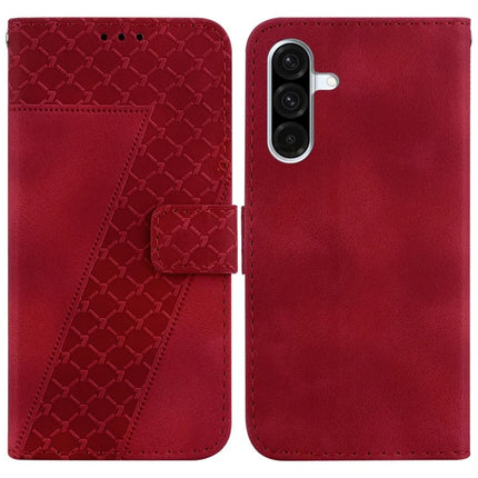 For Samsung Galaxy A26 5G Stand Case 7-Shaped Pattern Imprint Leather Phone Cover - Red
