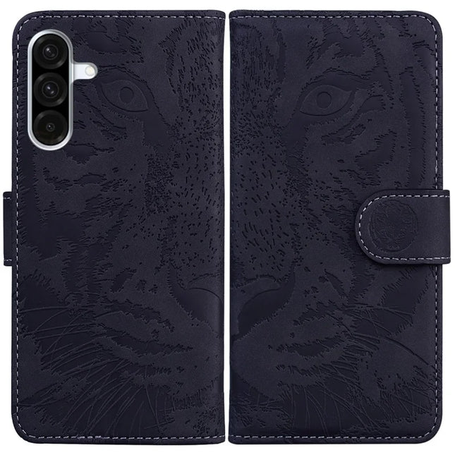 For Samsung Galaxy A26 5G Case Tiger Imprint Leather Wallet Phone Cover - Black