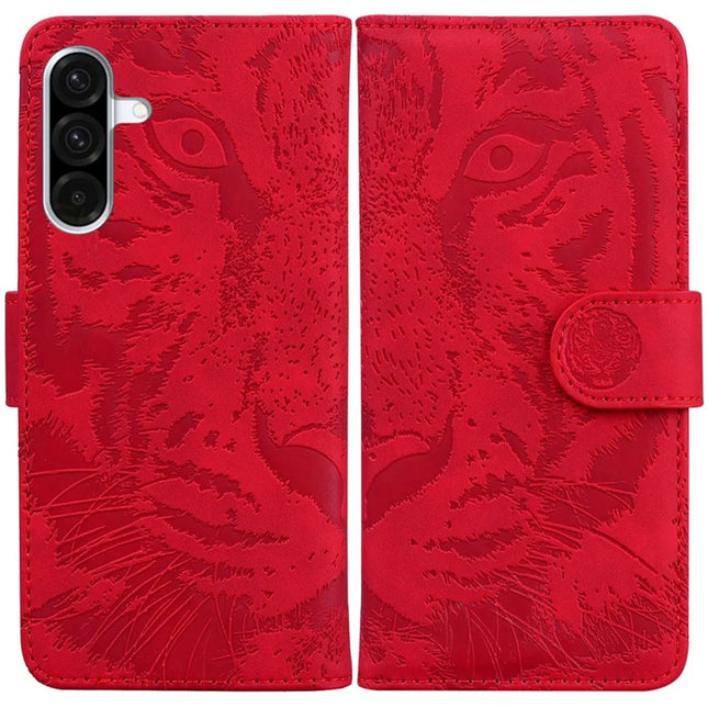 For Samsung Galaxy A26 5G Case Tiger Imprint Leather Wallet Phone Cover - Red
