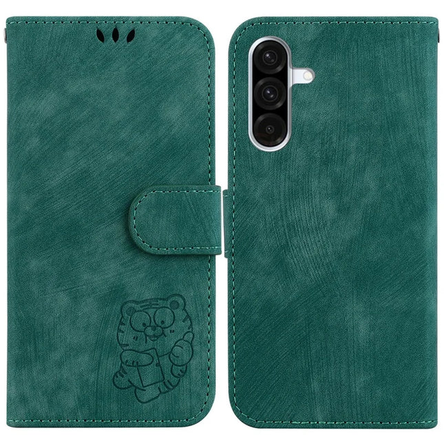 For Samsung Galaxy A26 5G Wallet Case Tiger Imprint Leather Shockproof Phone Cover - Green
