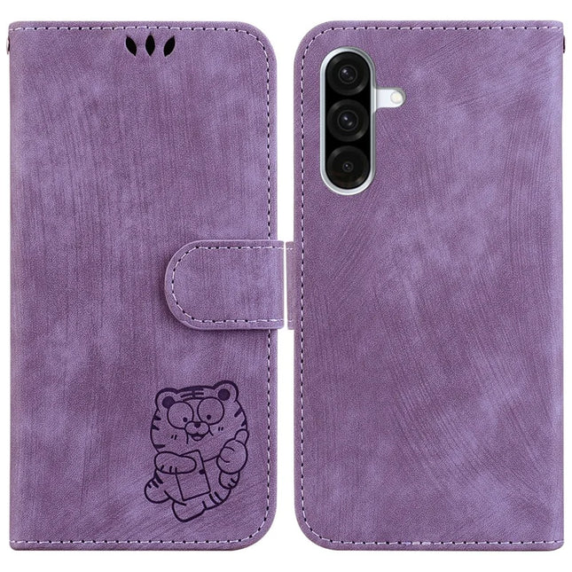 For Samsung Galaxy A26 5G Wallet Case Tiger Imprint Leather Shockproof Phone Cover - Purple