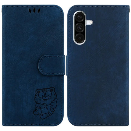 For Samsung Galaxy A26 5G Wallet Case Tiger Imprint Leather Shockproof Phone Cover - Dark Blue