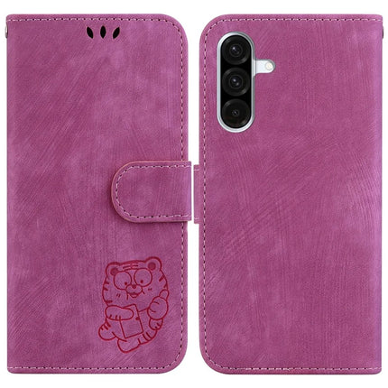 For Samsung Galaxy A26 5G Wallet Case Tiger Imprint Leather Shockproof Phone Cover - Rose