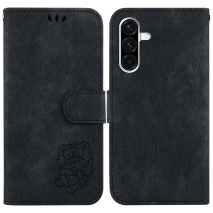 For Samsung Galaxy A26 5G Wallet Case Tiger Imprint Leather Shockproof Phone Cover - Black