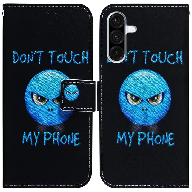 For Samsung Galaxy A26 5G Wallet Case Pattern Print Leather Phone Cover - Don't Touch My Phone