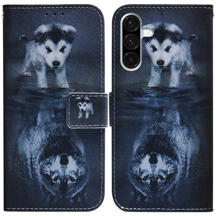 For Samsung Galaxy A26 5G Wallet Case Pattern Print Leather Phone Cover - Dog and Wolf