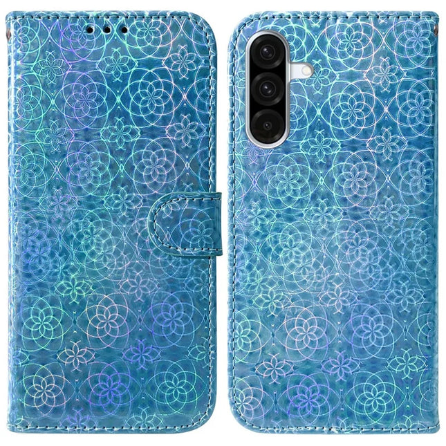 For Samsung Galaxy A26 5G Stand Case Dazzling Flower Leather Phone Cover - Blue