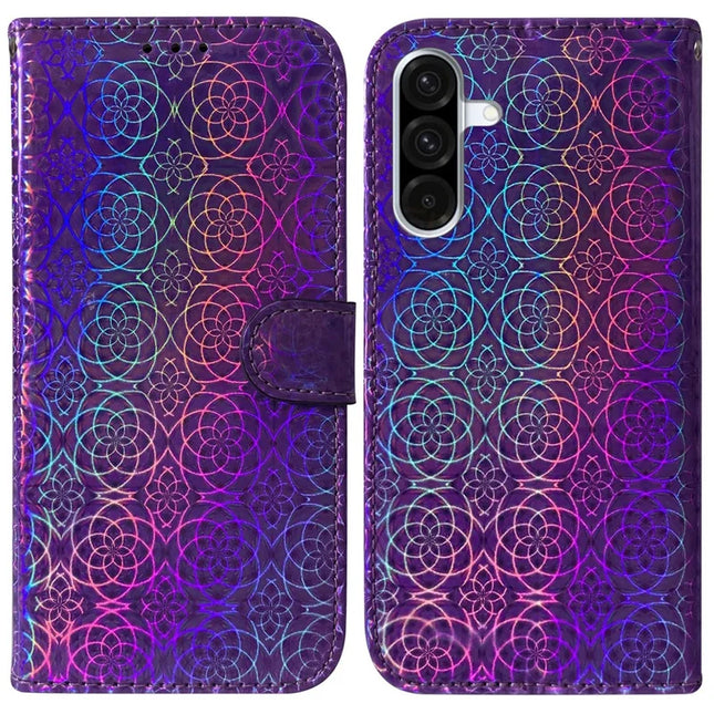 For Samsung Galaxy A26 5G Stand Case Dazzling Flower Leather Phone Cover - Purple