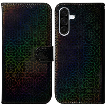 For Samsung Galaxy A26 5G Stand Case Dazzling Flower Leather Phone Cover - Black
