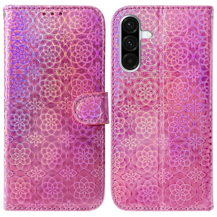 For Samsung Galaxy A26 5G Stand Case Dazzling Flower Leather Phone Cover - Pink