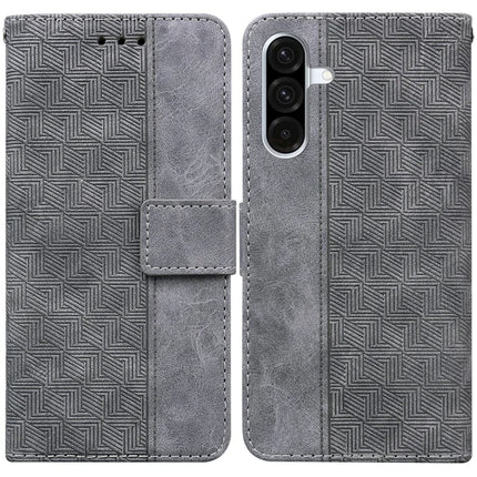 For Samsung Galaxy A26 5G Case Geometry Pattern Leather Wallet Phone Cover - Grey