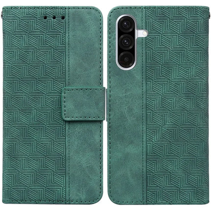 For Samsung Galaxy A26 5G Case Geometry Pattern Leather Wallet Phone Cover - Green
