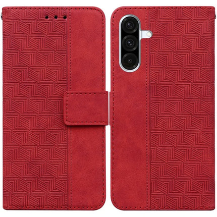 For Samsung Galaxy A26 5G Case Geometry Pattern Leather Wallet Phone Cover - Red