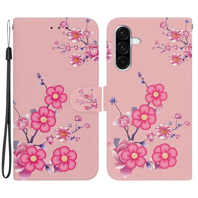 For Samsung Galaxy A26 5G Wallet Phone Case Anti-Drop Leather Flip Cover Pattern Printing - Sakura