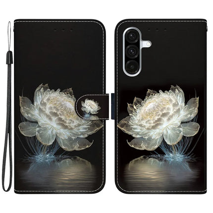 For Samsung Galaxy A26 5G Wallet Phone Case Anti-Drop Leather Flip Cover Pattern Printing - Crystal Peony
