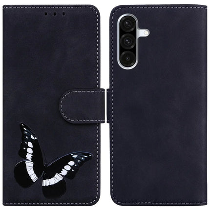 For Samsung Galaxy A26 5G Stand Case PU Leather Phone Cover Butterfly Printed - Black