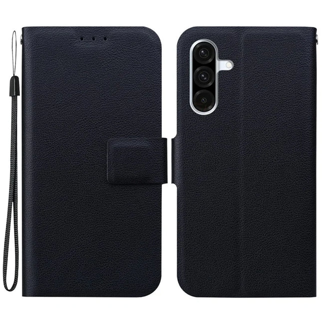 For Samsung Galaxy A26 5G Case Ultra-Thin PU Leather + TPU Phone Cover with Card Slot - Black