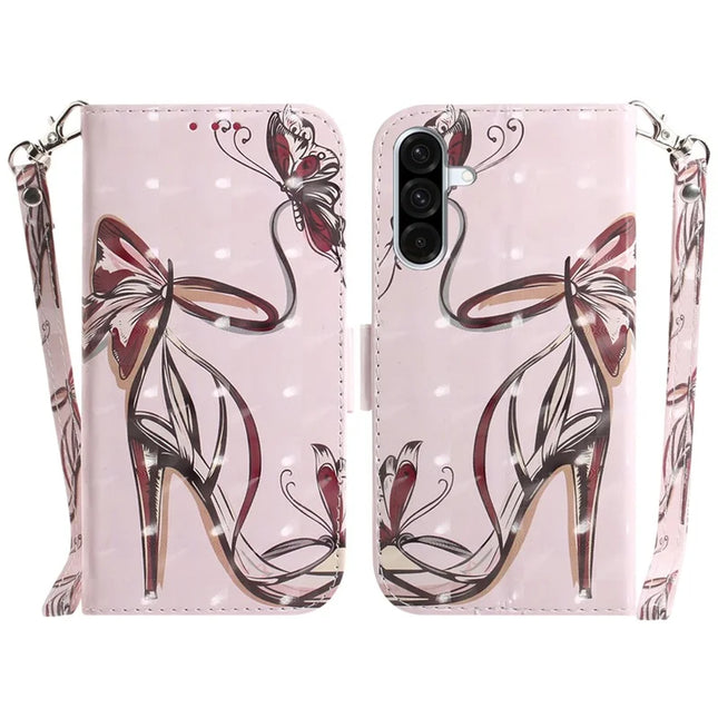 For Samsung Galaxy A56 5G  /  A36 5G Case Pattern Printing Leather Wallet Phone Cover - Butterfly High Heels