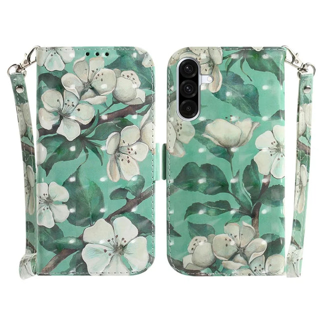 For Samsung Galaxy A56 5G  /  A36 5G Case Pattern Printing Leather Wallet Phone Cover - Watercolor Flowers