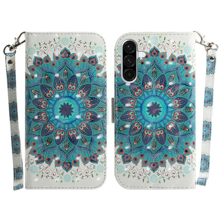 For Samsung Galaxy A56 5G  /  A36 5G Case Pattern Printing Leather Wallet Phone Cover - Peacock Wreath