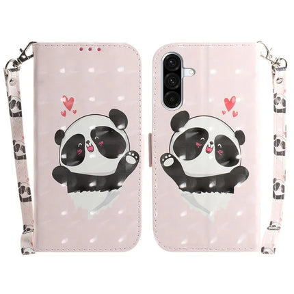 For Samsung Galaxy A56 5G  /  A36 5G Case Pattern Printing Leather Wallet Phone Cover - Love Heart Panda