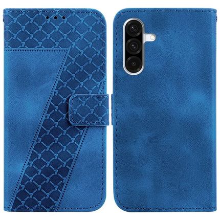 For Samsung Galaxy A56 5G  /  A36 5G Stand Case 7-Shaped Pattern Imprint Leather Phone Cover - Dark Blue