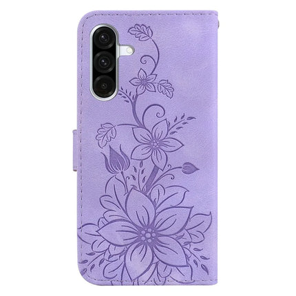 For Samsung Galaxy A56 5G  /  A36 5G Case Lily Flower Imprint Leather Phone Cover with Stand