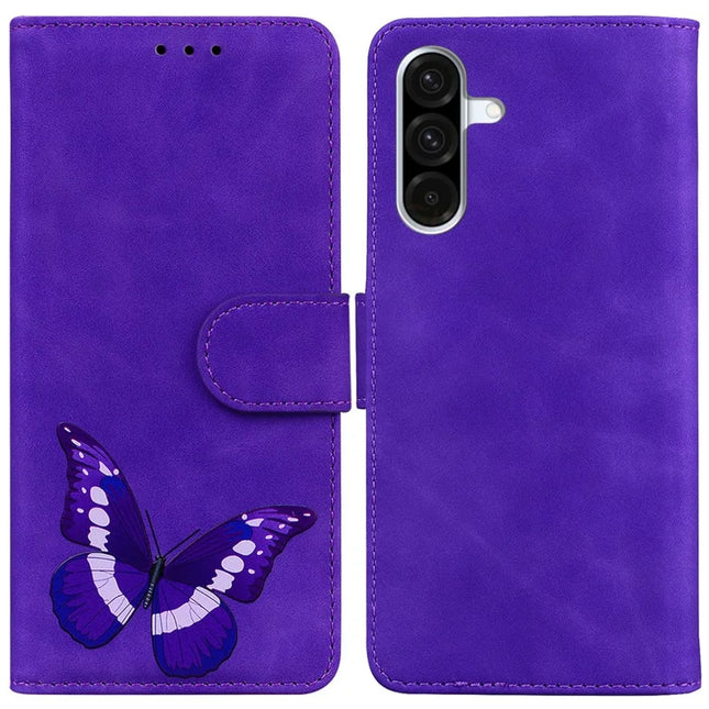 For Samsung Galaxy A56 5G  /  A36 5G Stand Case PU Leather Phone Cover Butterfly Printed - Purple