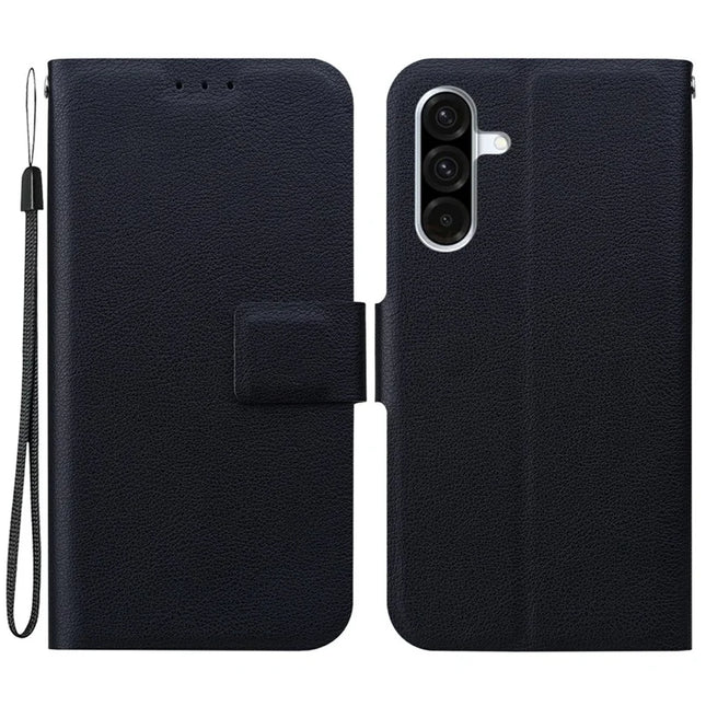 For Samsung Galaxy A56 5G  /  A36 5G Case Ultra-Thin PU Leather + TPU Phone Cover with Card Slot - Black