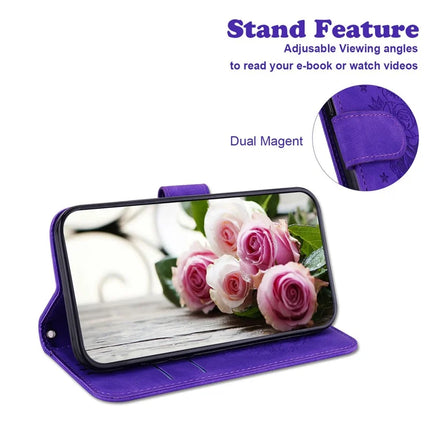 For OnePlus 13 Case PU Leather Wallet Phone Cover Butterfly Flower Imprint