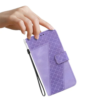 For OnePlus 13 Stand Case 7-Shaped Pattern Imprint Leather Phone Cover