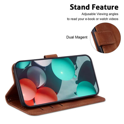 For OnePlus 13 Stand Case 7-Shaped Pattern Imprint Leather Phone Cover