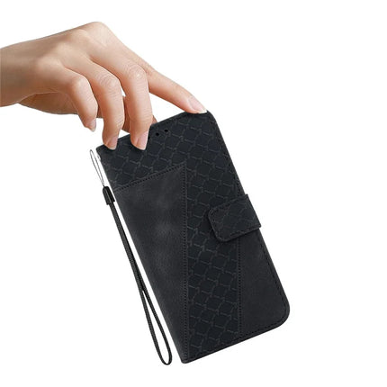 For OnePlus 13 Stand Case 7-Shaped Pattern Imprint Leather Phone Cover