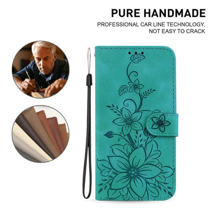 For OnePlus 13 Case Lily Flower Imprint Leather Phone Cover with Stand